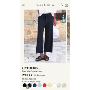 New Frank & Eileen Catherine Triple Fleece Sweatpants British Royal Navy Size S